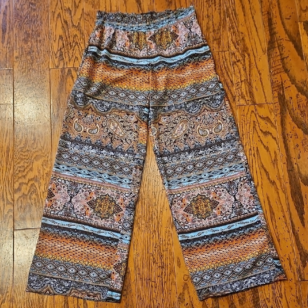 Bohemian Patterned Wide-Leg Pants